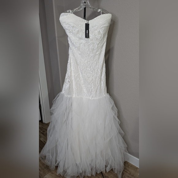 Fashion Nova White Sequin Strapless Dress - Picture 2 of 6